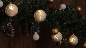Tracon CHRSTSFBW10WW LED karácsonyi lánc, gömb, hópehely, fehér, elemes Timer 6+18h,10LED, meleg fehér ( 3000K ) színhőmérséklettel, 2xAA