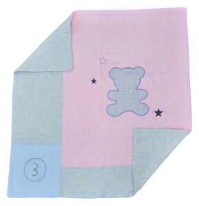 Mackó mintás rózsaszín gyerek takaró - 100x100 cm