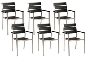 Kerti szék 6 részes készlet Fa származékok Fekete-ezüst VERNIO