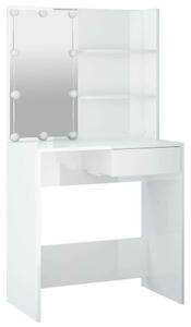 VidaXL magasfényű fehér fésülködőasztal LED-del 74,5x40x141 cm