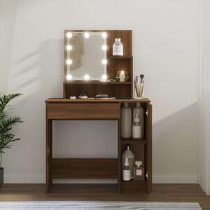 VidaXL LED-es Sminkasztal - Barna Tölgy - 86,5x35x136 cm