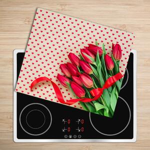 Üveg vágódeszka tulipánok szívek