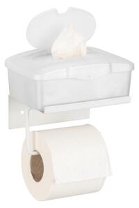 Fehér öntapadós fém WC-papír tartó polccal Desulo – Wenko