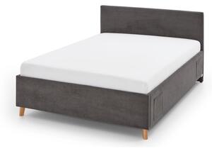 Antracitszürke kárpitozott ágyneműtartós gyerekágy ágyráccsal 120x200 cm Cool – Meise Möbel