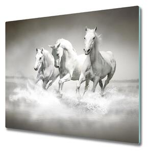 Üveg vágódeszka fehér lovak 60x52 cm