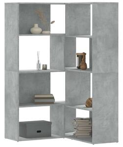 VidaXL Sarok Könyvespolc - 4 Polc - Beton Szürke - 85x85x140 cm