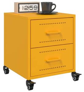 VidaXL Acél Éjjeliszekrény - Mustársárga - 2 db - 36x39x43,5cm
