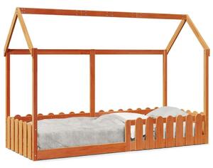 VidaXL viaszbarna tömör fenyőfa házikó gyerekágykeret 80 x 200 cm