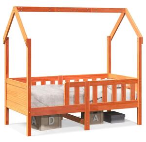 VidaXL viaszbarna tömör fenyőfa házikó gyerekágykeret 70 x 140 cm