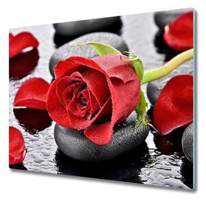 Üveg vágódeszka vörös rózsa 60x52 cm
