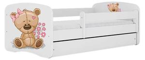 Babydreams ágy, Fehér maci, virágok, fiók nélkül, matrac nélkül, 160/80
