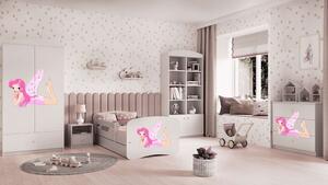 Babydreams Fehér tündérágy szárnyakkal és fiókkal, kókusz matrac 180/80