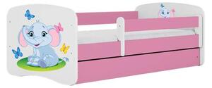Babydreams rózsaszín elefántágy fiók nélkül, matrac nélkül 140/70