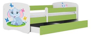 Babydreams zöld elefántágy fiók nélkül, matrac nélkül 140/70