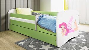 Babydreams zöld tündérágy szárnyakkal és fiókkal matrac nélkül 160/80