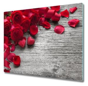 Üveg vágódeszka vörös rózsák 60x52 cm