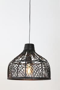 Fekete mennyezeti lámpa rattan búrával ø 42 cm Pocita – Light & Living