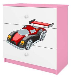 Babydreams rózsaszín versenyautó komód