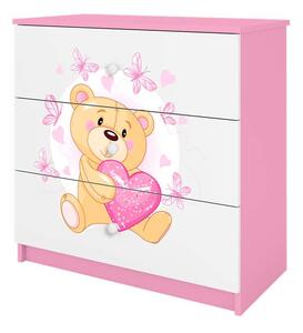 Babydreams komód, rózsaszín mackó pillangókkal
