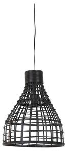 Fekete mennyezeti lámpa rattan búrával ø 34 cm Puerto – Light & Living