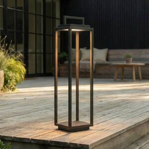 Lucande LED kültéri lámpa Elaja, fekete, újratölthető akkumulátor, USB,, dimmelhető, Fekete, Alumínium, Modern