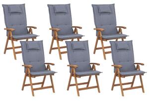 Kerti szék 6 részes készlet Keményfa Kék JAVA