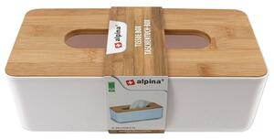 Alpina dizájnos papírzsebkendő tartó bambusz tetővel - 2 db-os szett