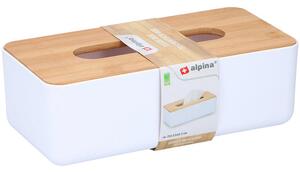 Alpina dizájnos papírzsebkendő tartó bambusz tetővel - 2 db-os szett