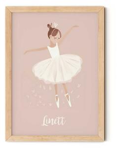 Névre szóló egyedi falikép gyerekszobába - Balerina A4 (21x30 cm)