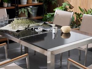 Kerti Asztal Fekete Polírozott Osztott Kőlappal 180 x 90 cm GROSSETO