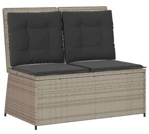 VidaXL világosszürke polyrattan dönthető kerti pad párnával
