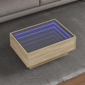 VidaXL LED Dohányzóasztal - Sonoma Tölgy - 70x50x30 cm