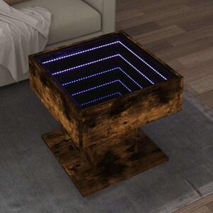 VidaXL LED-es Dohányzóasztal - Füstös Tölgy - 50x50 cm