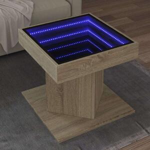 VidaXL LED Tükör Dohányzóasztal - Sonoma Tölgy - 50x50x45 cm