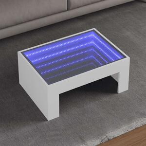 VidaXL LED Dohányzóasztal - Végtelen Tükör - Fehér - 70x50cm