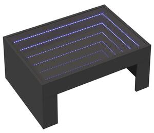 LED Dohányzóasztal - Végtelen Tükör - Fekete - 70x50x30 cm