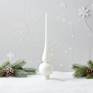 Fehér üveg csúcsdísz 25 cm