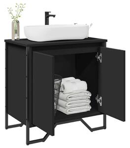 VidaXL fekete szerelt fa fürdőszobai mosdószekrény 60 x 35 x 60 cm
