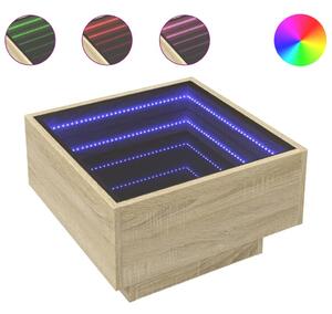 VidaXL LED Tükör Dohányzóasztal - Fa - 50x50x30 cm