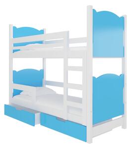 BALADA emeletes ágy, 180x75, fehér/kék