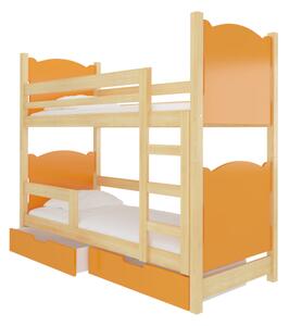 BALADA emeletes ágy, 180x75, sosna/narancs