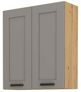 Felső kétajtós konyhai szekrény Lucid 80 G 90 2F (artisan tölgy + claygrey)