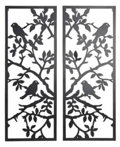 DKD Home Decor Fali Dekoráció Fém Madarak Fekete (35 x 1,3 x 91 cm) (2 db)
