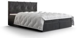 Z0ND0 Franciaágy Boxspring 140 cm Athena (sötétszürke) (matraccal és tárolóhellyel). 1046355