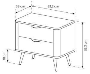 Edrin éjjeliszekrény 63 cm fiókokkal - dunin tölgy / fekete