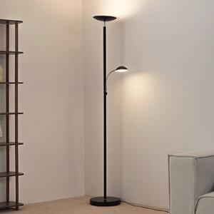 Lindby Malea LED álló lámpa, fekete, olvasólámpa, dimmelhető fényerő,, Fekete, Nappali / Étkező, fém, Modern