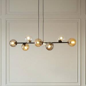 EMIBIG LIGHTING Lógó világítás Glassy, 8 izzós, fekete, grafit/borostyán/tiszta, dimmelhető, Fekete, Nappali / Étkező, Üveg, Modern