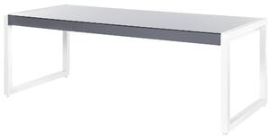 Fehér és szürke alumínium étkezőasztal 210 x 90 cm PISON
