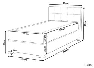 Világosszürke kárpitozott boxspring ágy 90 x 200 cm ADMIRAL