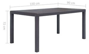 VidaXL barna rattan hatású műanyag kerti asztal 150 x 90 x 72 cm